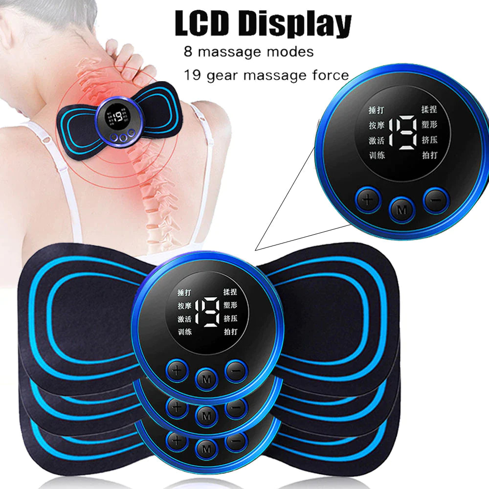 LCD Display EMS Neck Stretcher Electric Massager 8 Mode Cervical Massage Patch Pulse Muscle Stimulator Portable Relief Pain - Ignition Fitness