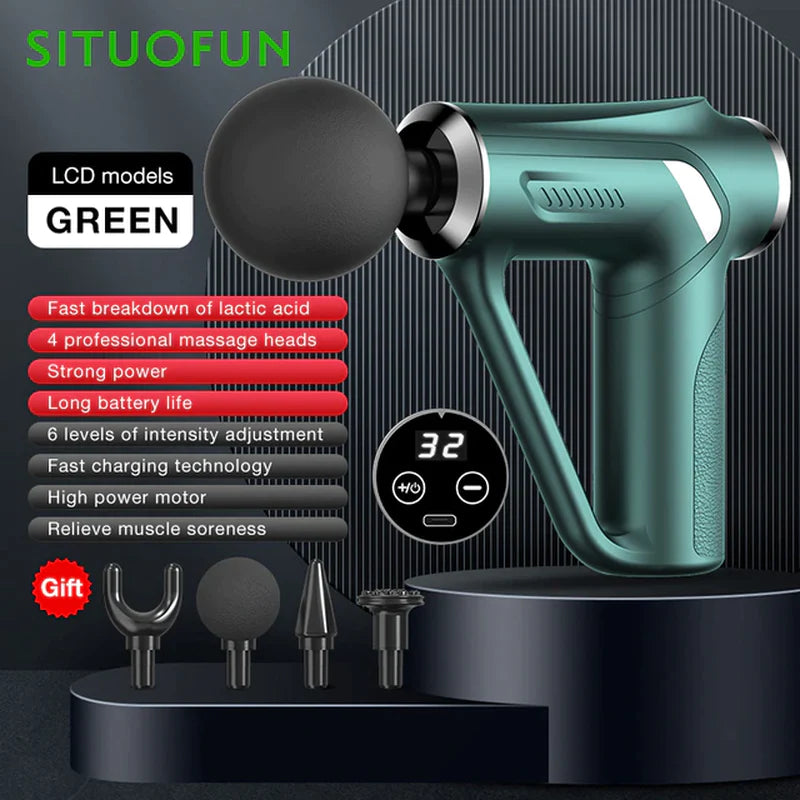 SITUOFUN Massage Gun 32 Levels Deep Tissue Neck Body Back Muscle Sport Electric Pistol Massager Exercise Relaxation Pain Relief - Ignition Fitness