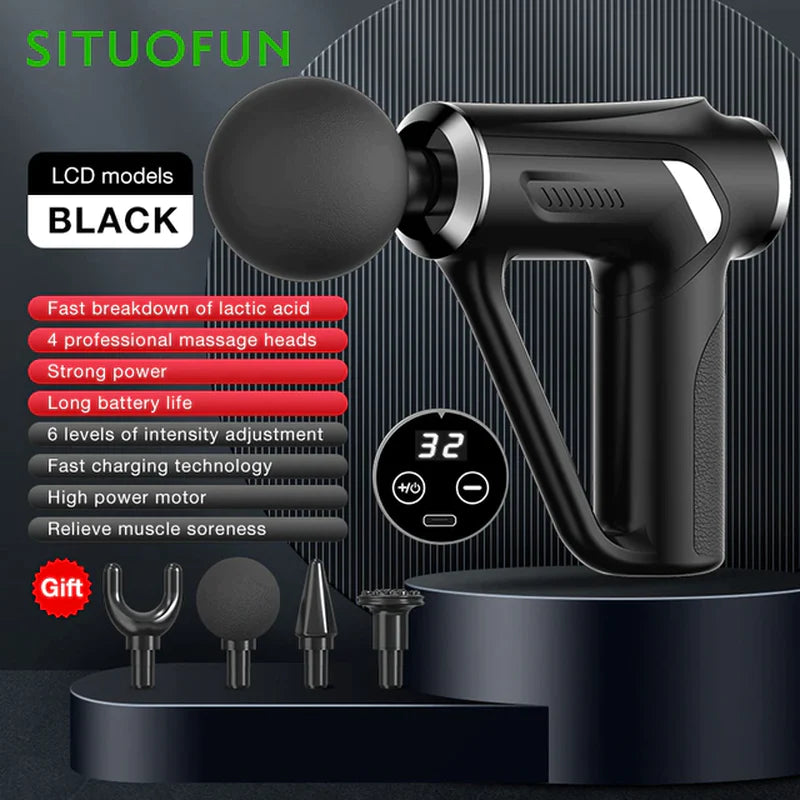 SITUOFUN Massage Gun 32 Levels Deep Tissue Neck Body Back Muscle Sport Electric Pistol Massager Exercise Relaxation Pain Relief - Ignition Fitness