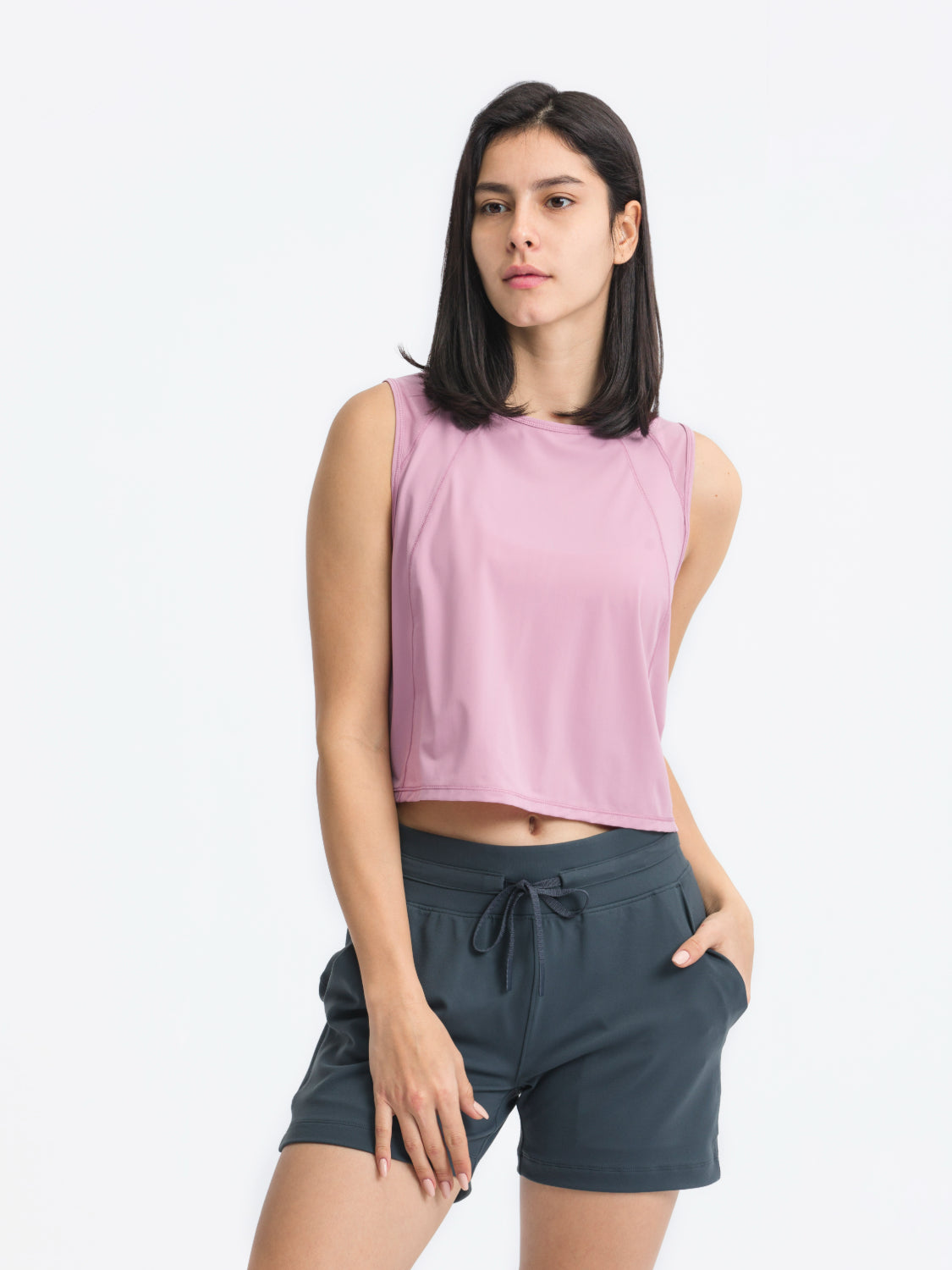 Millennia Round Neck Cropped Active Tank - Ignition Fitness