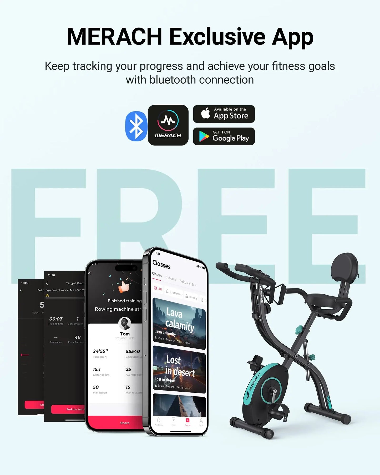 MERACH Folding Exercise Bike 4in1 Magnetic Stationary with16-Level Resistance Exclusive APP 300LB Capacity Comfort Seat X-bike - Ignition Fitness