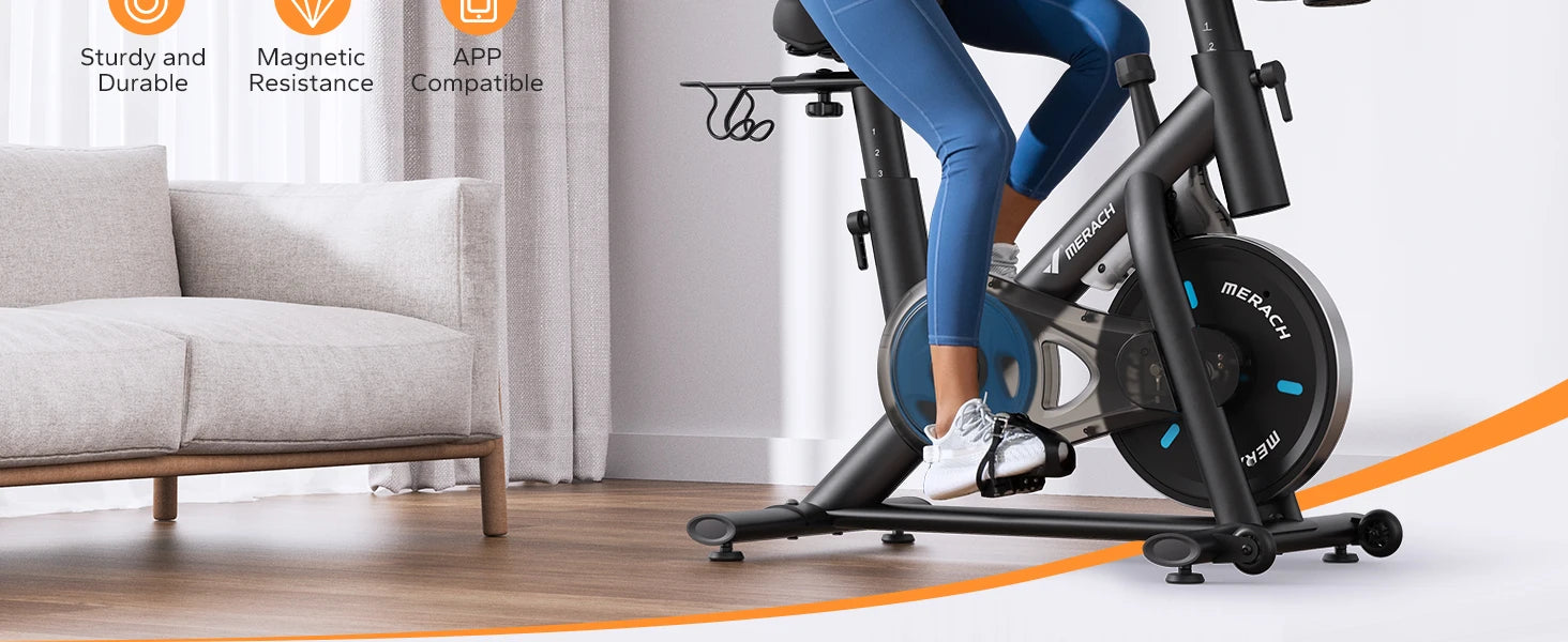 MERACH Exercise Bike Brake Pad/Magnetic Stationary Bike with Exclusive App Low Noise Indoor Cycling Bike with Fitness Courses B2 - Ignition Fitness