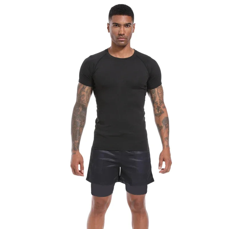 Men's Compression Black Summer Short Sleeves T-shirt