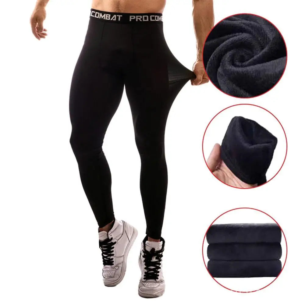 Black High-Waist Men's Compression Tights Leggings