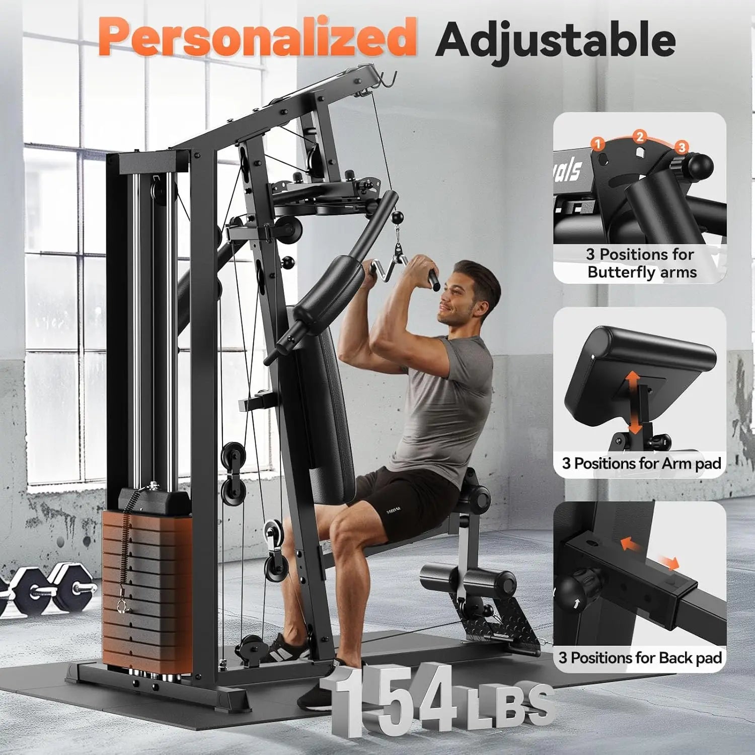 Home Gym Equipment, Workout Station with 154LBS Weight Stack, Exercise Equipment for Full Body - Ignition Fitness