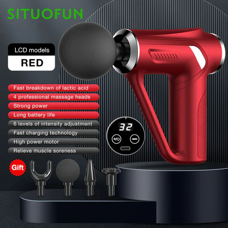 SITUOFUN Massage Gun 32 Levels Deep Tissue Neck Body Back Muscle Sport Electric Pistol Massager Exercise Relaxation Pain Relief - Ignition Fitness