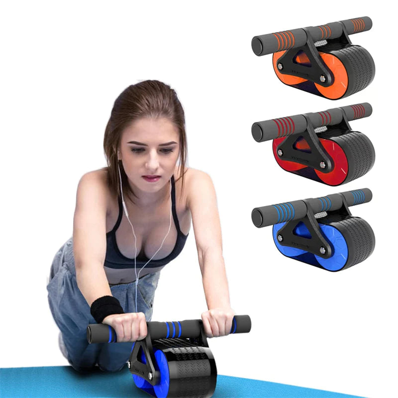 Double Wheel Abdominal Exerciser Women Men Automatic Rebound Ab Wheel Roller Waist Trainer Gym Sports Home Exercise Devices - Ignition Fitness