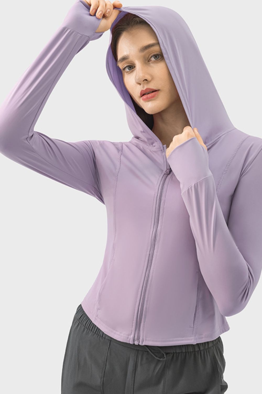 Millennia Pocketed Zip Up Hooded Long Sleeve Active Outerwear - Ignition Fitness