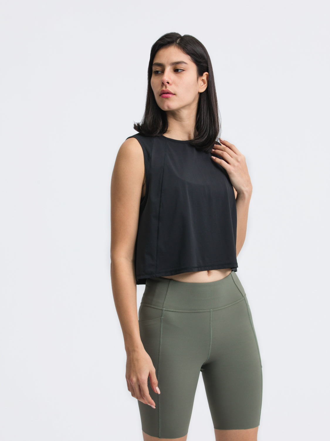 Millennia Round Neck Cropped Active Tank - Ignition Fitness