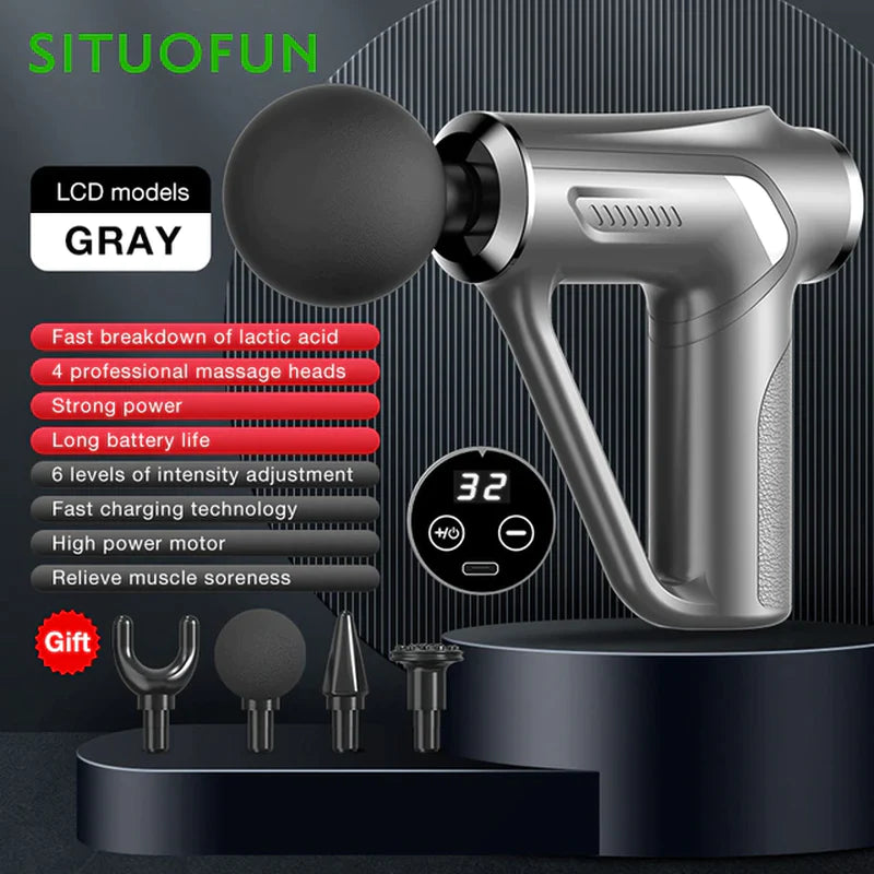 SITUOFUN Massage Gun 32 Levels Deep Tissue Neck Body Back Muscle Sport Electric Pistol Massager Exercise Relaxation Pain Relief - Ignition Fitness