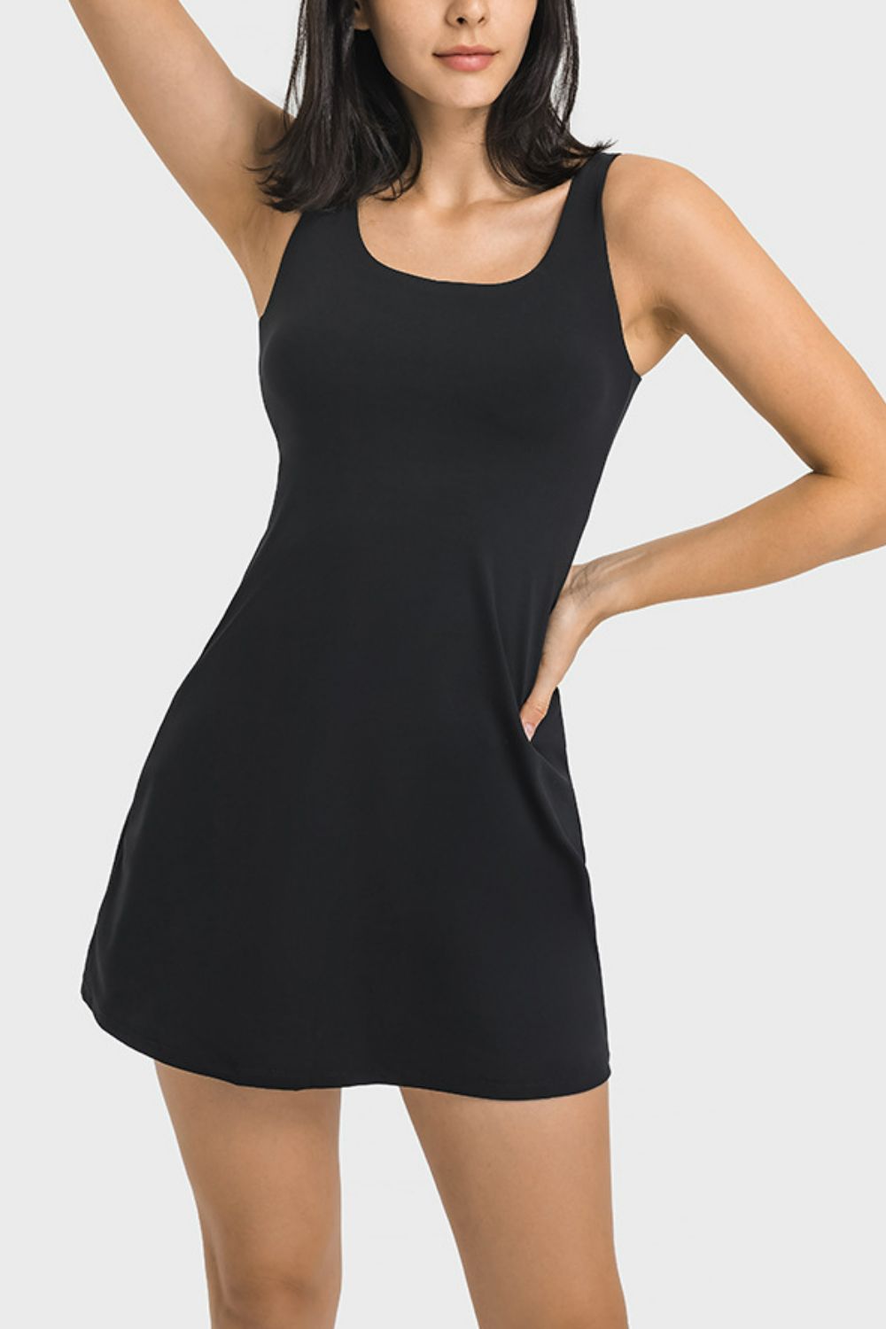 Millennia Square Neck Sports Tank Dress with Full Coverage Bottoms - Ignition Fitness