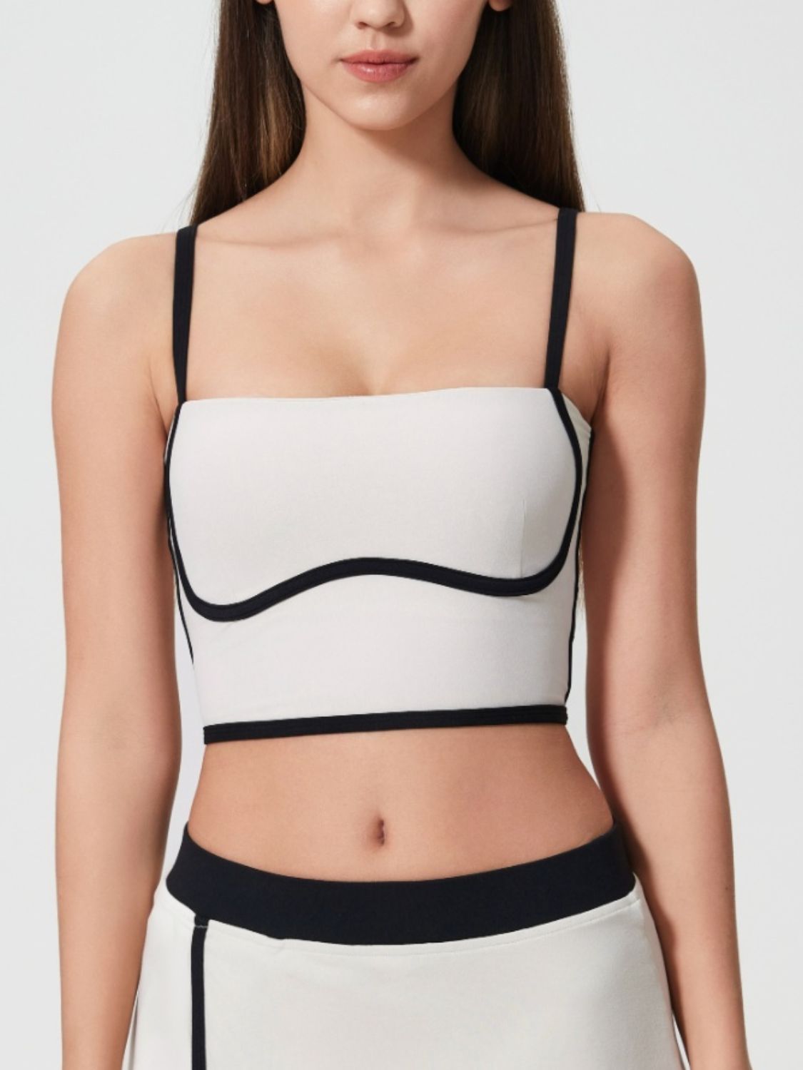 Millennia Contrast Trim Square Neck Active Cami with Detachable Chest Pads - Ignition Fitness