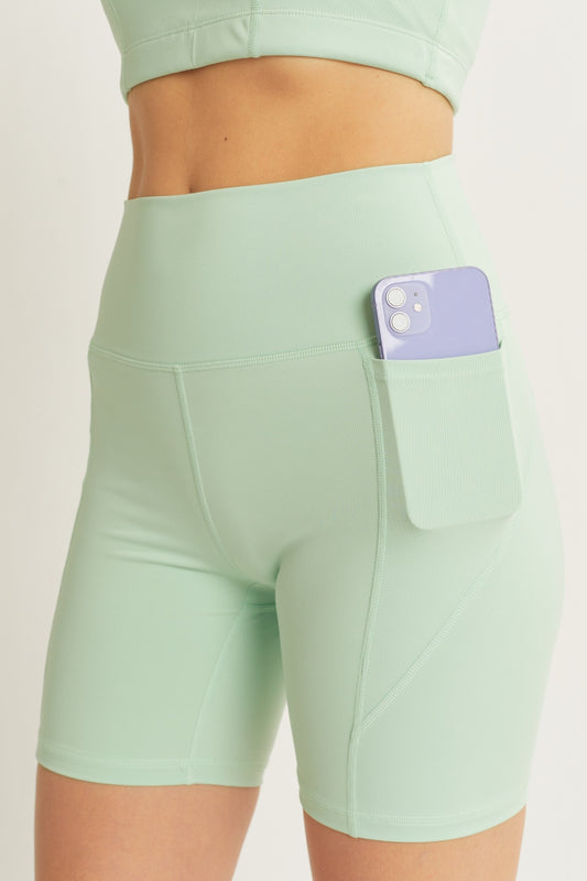 Love Tree High Waist Seam Detail Active Shorts - Celery - Ignition Fitness