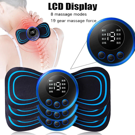 LCD Display EMS Neck Stretcher Electric Massager 8 Mode Cervical Massage Patch Pulse Muscle Stimulator Portable Relief Pain - Ignition Fitness