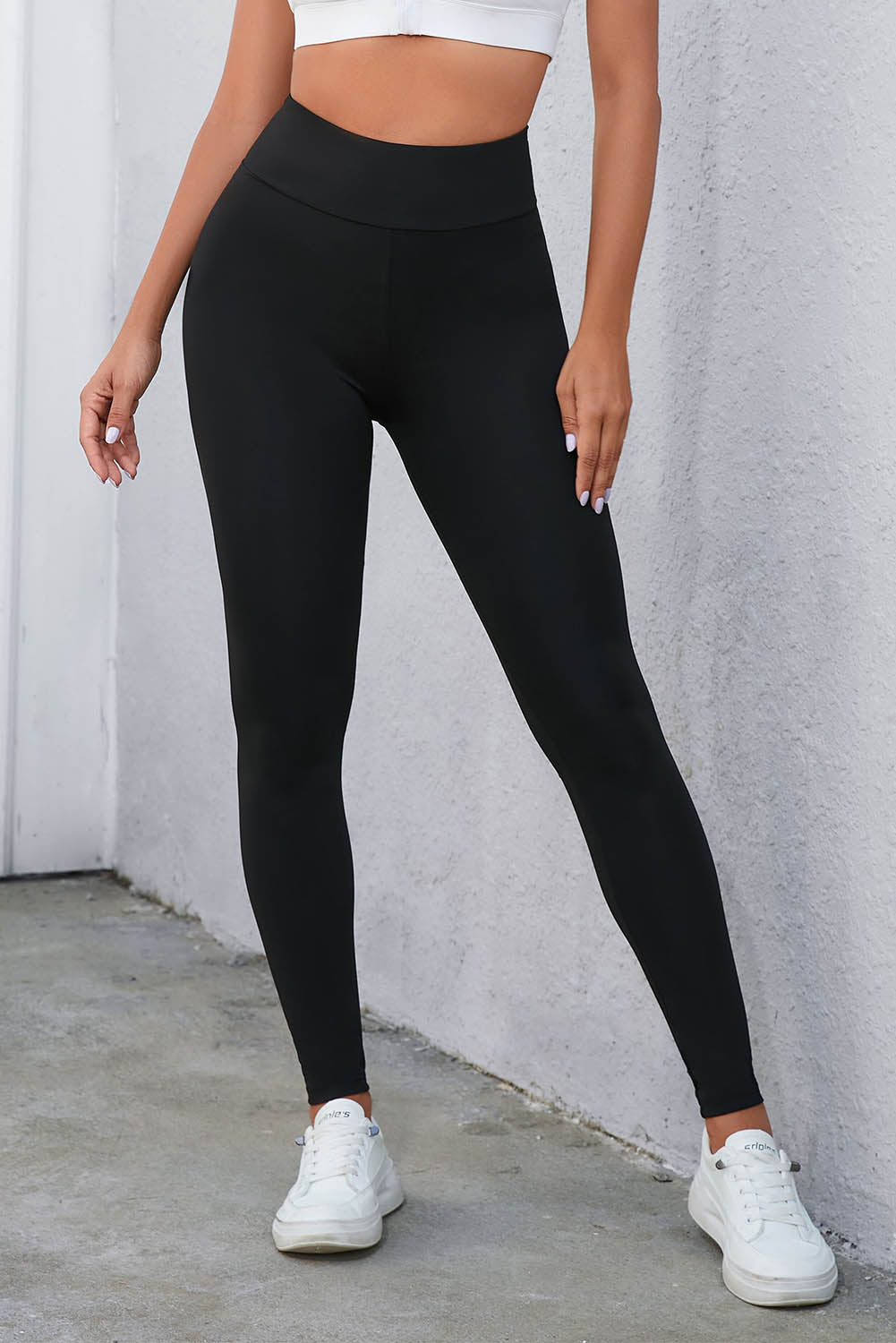 Crisscross Detail Wide Waistband Leggings - Ignition Fitness