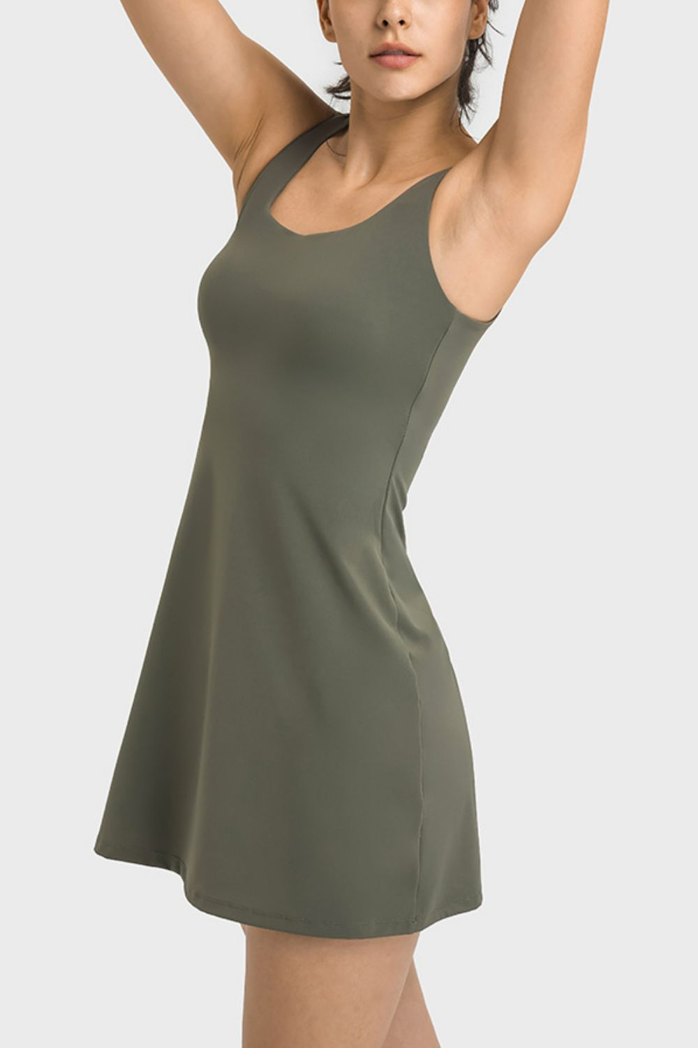 Millennia Square Neck Sports Tank Dress with Full Coverage Bottoms - Ignition Fitness