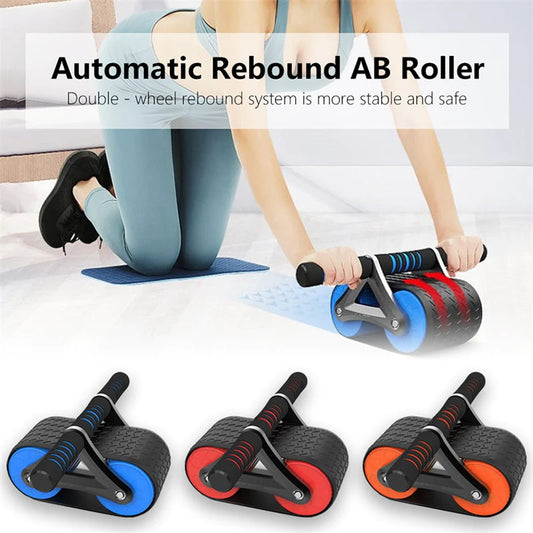 Double Wheel Abdominal Exerciser Women Men Automatic Rebound Ab Wheel Roller Waist Trainer Gym Sports Home Exercise Devices - Ignition Fitness