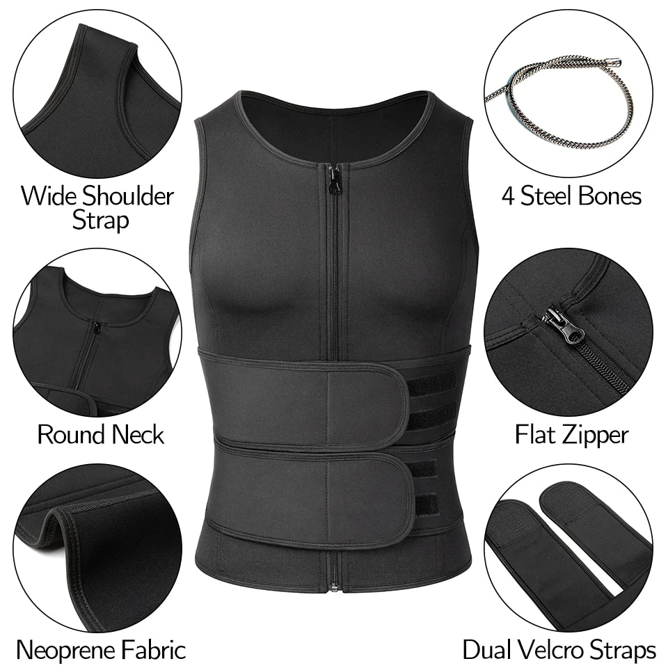 Men Body Shaper Waist Trainer Sauna Suit Sweat Vest Slimming Underwear Weight Loss Shirt Fat Burner Workout Tank Tops Shapewear - Ignition Fitness