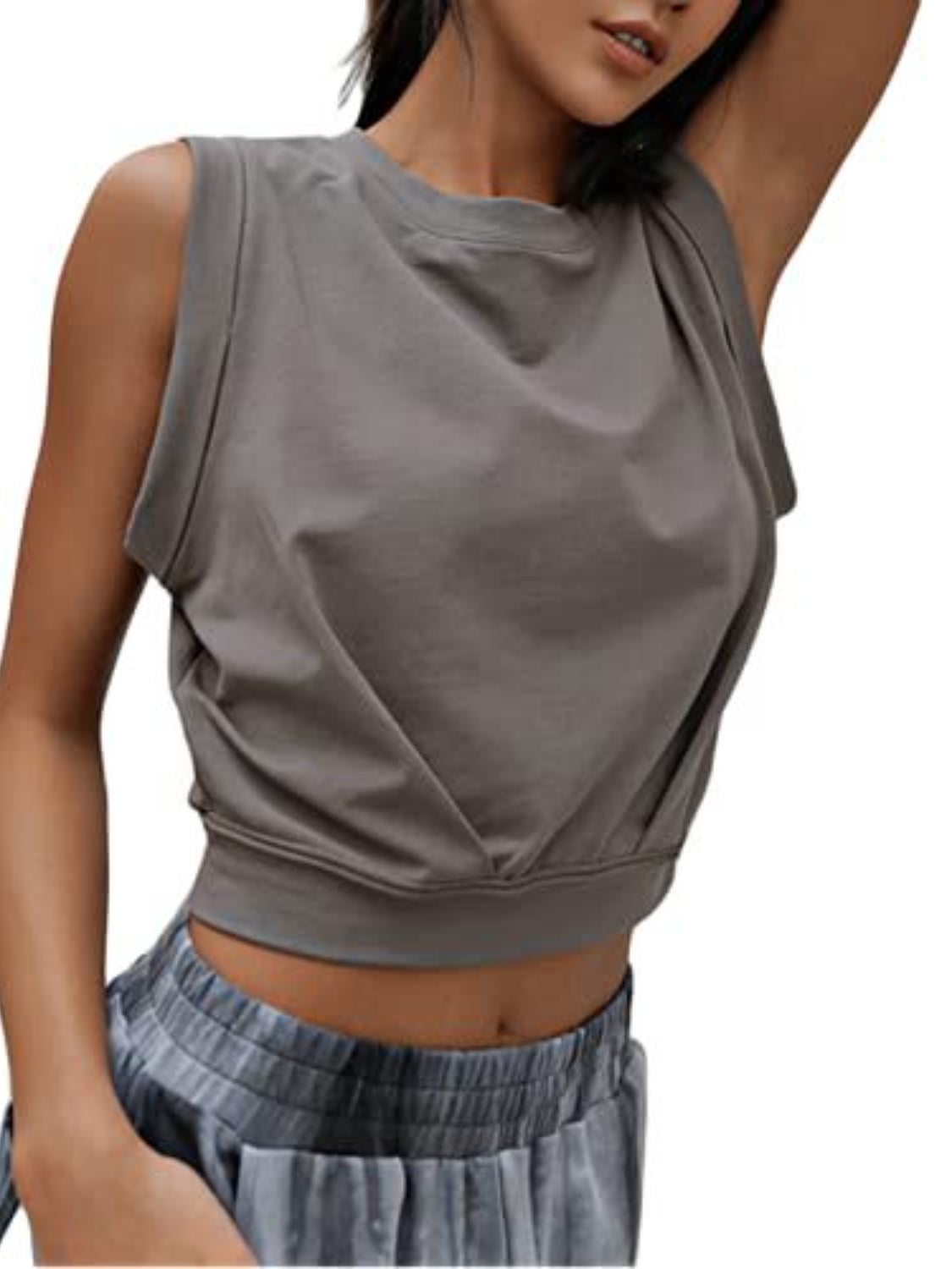 Round Neck Cropped Active Top - Ignition Fitness