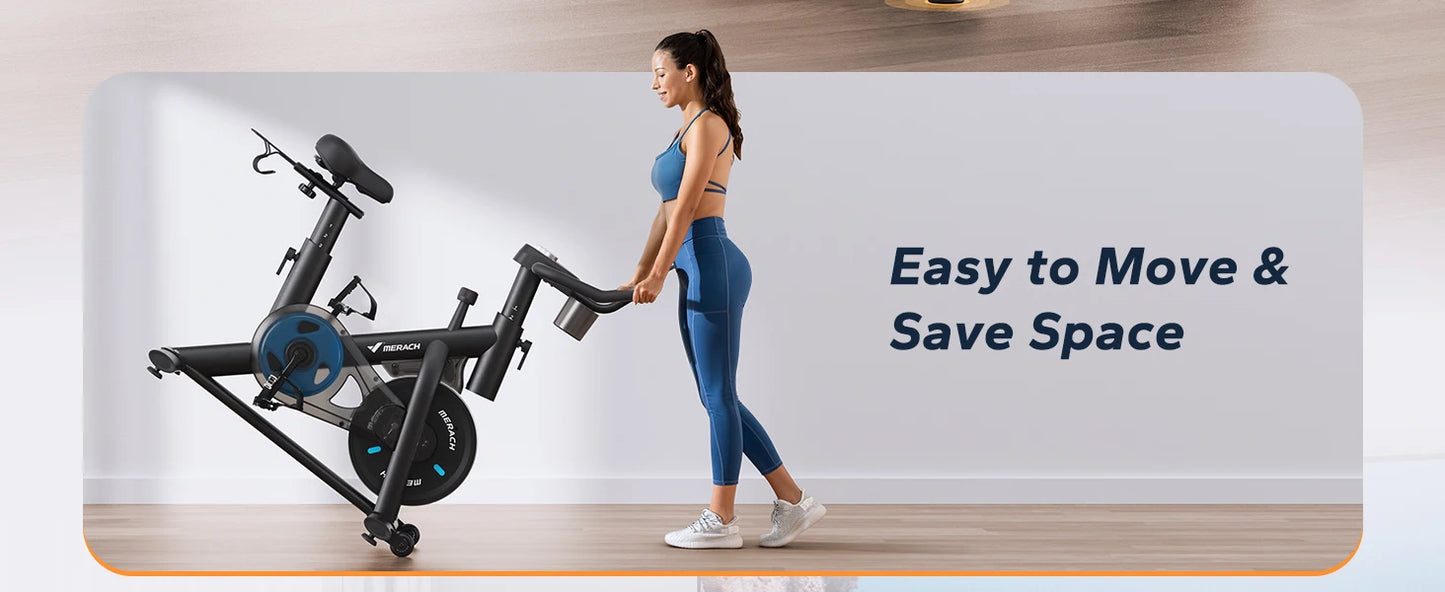 MERACH Exercise Bike Brake Pad/Magnetic Stationary Bike with Exclusive App Low Noise Indoor Cycling Bike with Fitness Courses B2 - Ignition Fitness