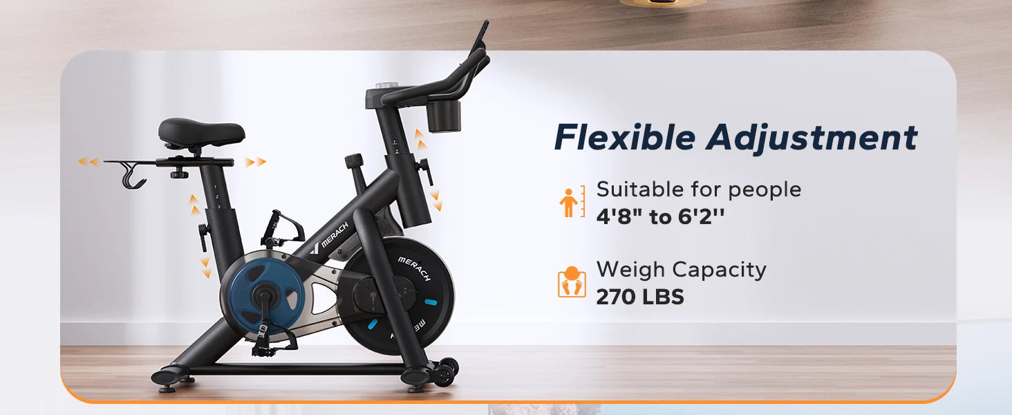 MERACH Exercise Bike Brake Pad/Magnetic Stationary Bike with Exclusive App Low Noise Indoor Cycling Bike with Fitness Courses B2 - Ignition Fitness