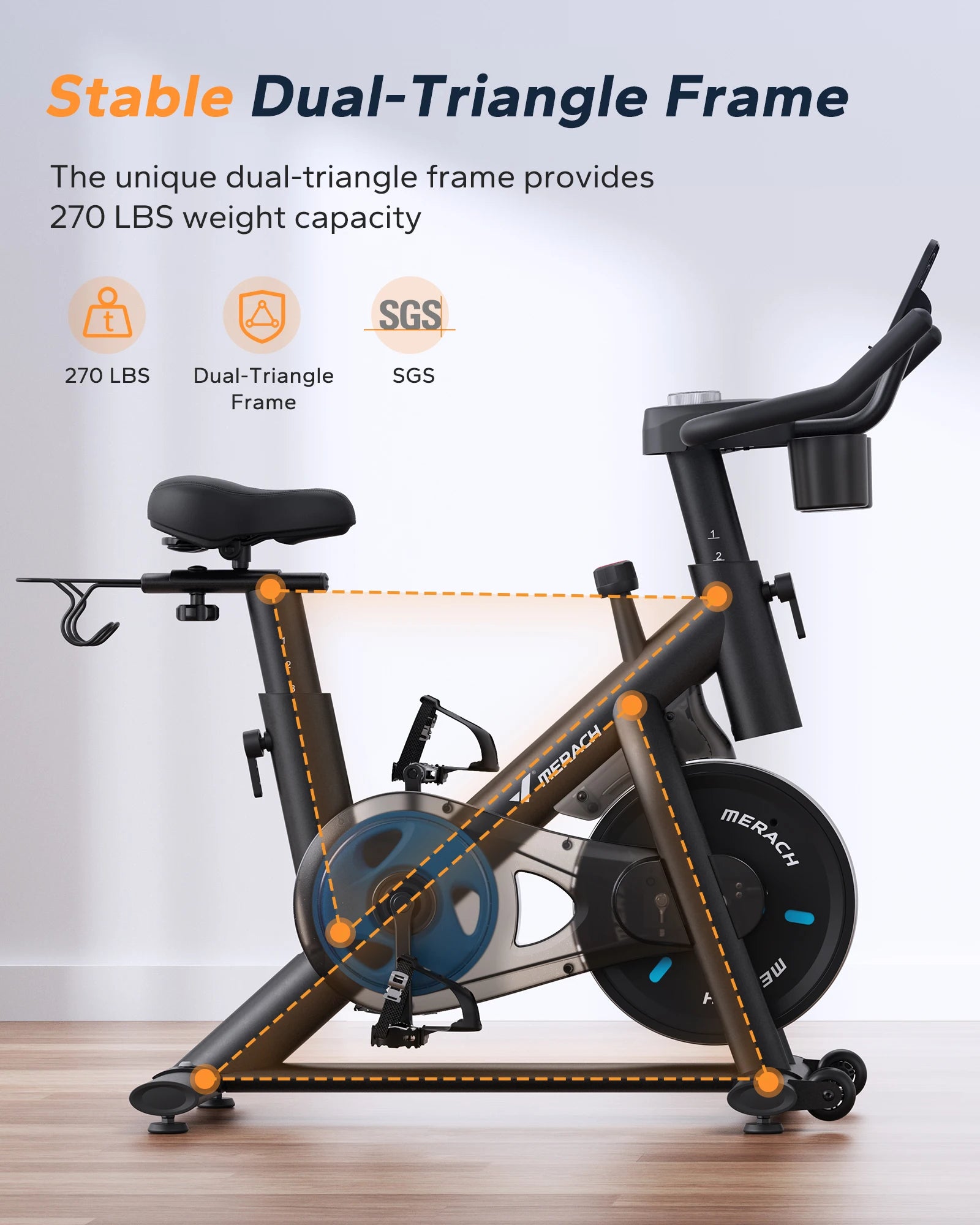 MERACH Exercise Bike Brake Pad/Magnetic Stationary Bike with Exclusive App Low Noise Indoor Cycling Bike with Fitness Courses B2 - Ignition Fitness