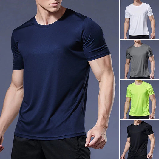 High quality men breathable fast drying running sports fitness breathable comfortable short sleeve T-shirt casual light Gym Tops - Ignition Fitness