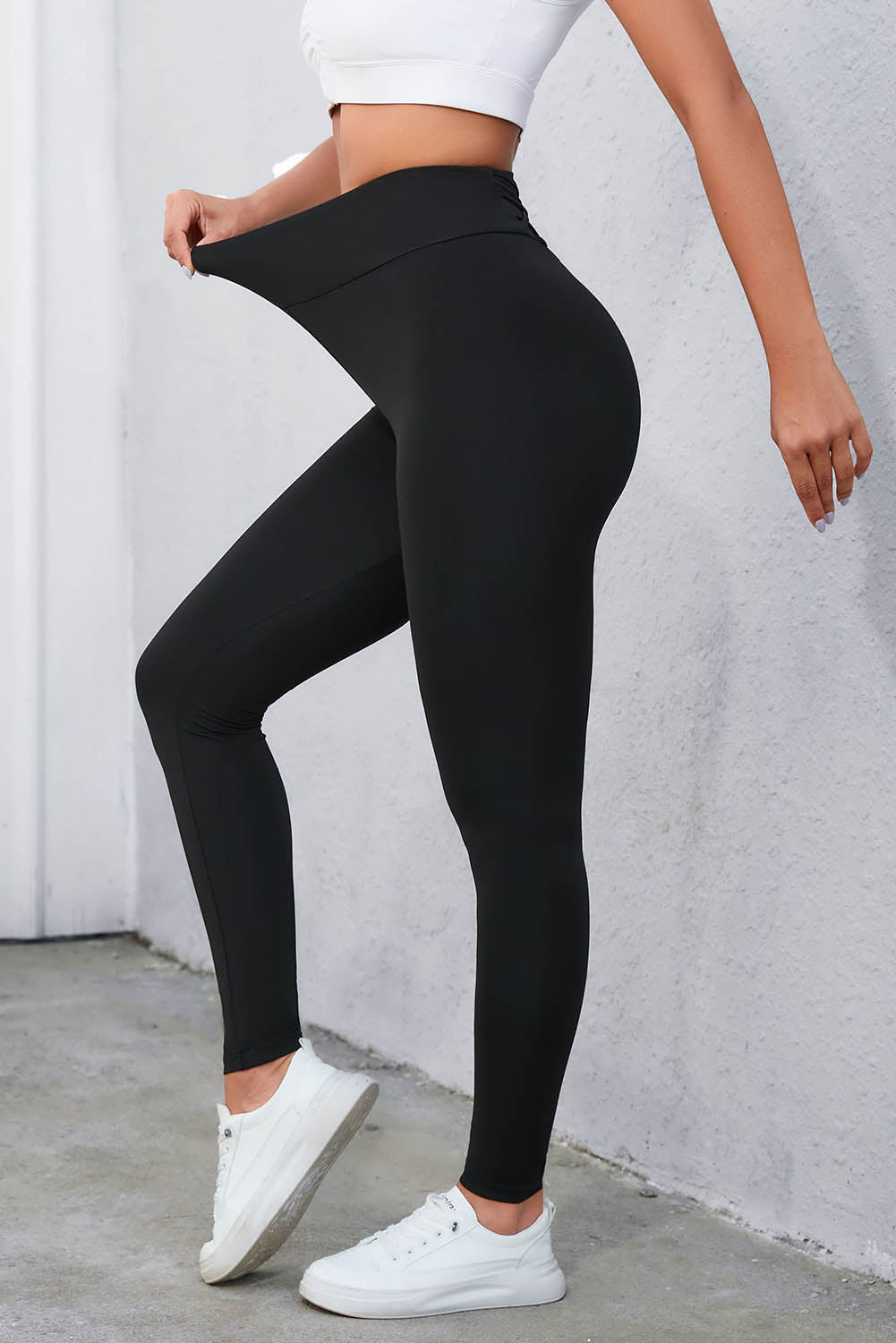 Crisscross Detail Wide Waistband Leggings - Ignition Fitness