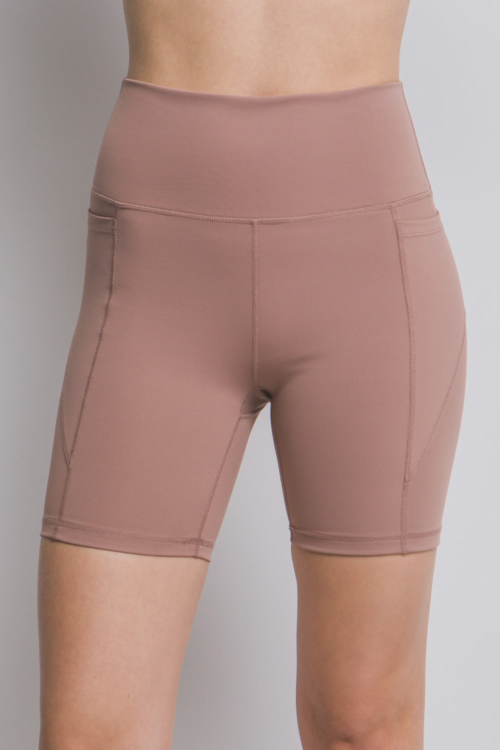 Love Tree High Waist Seam Detail Active Shorts - Taupe - Ignition Fitness