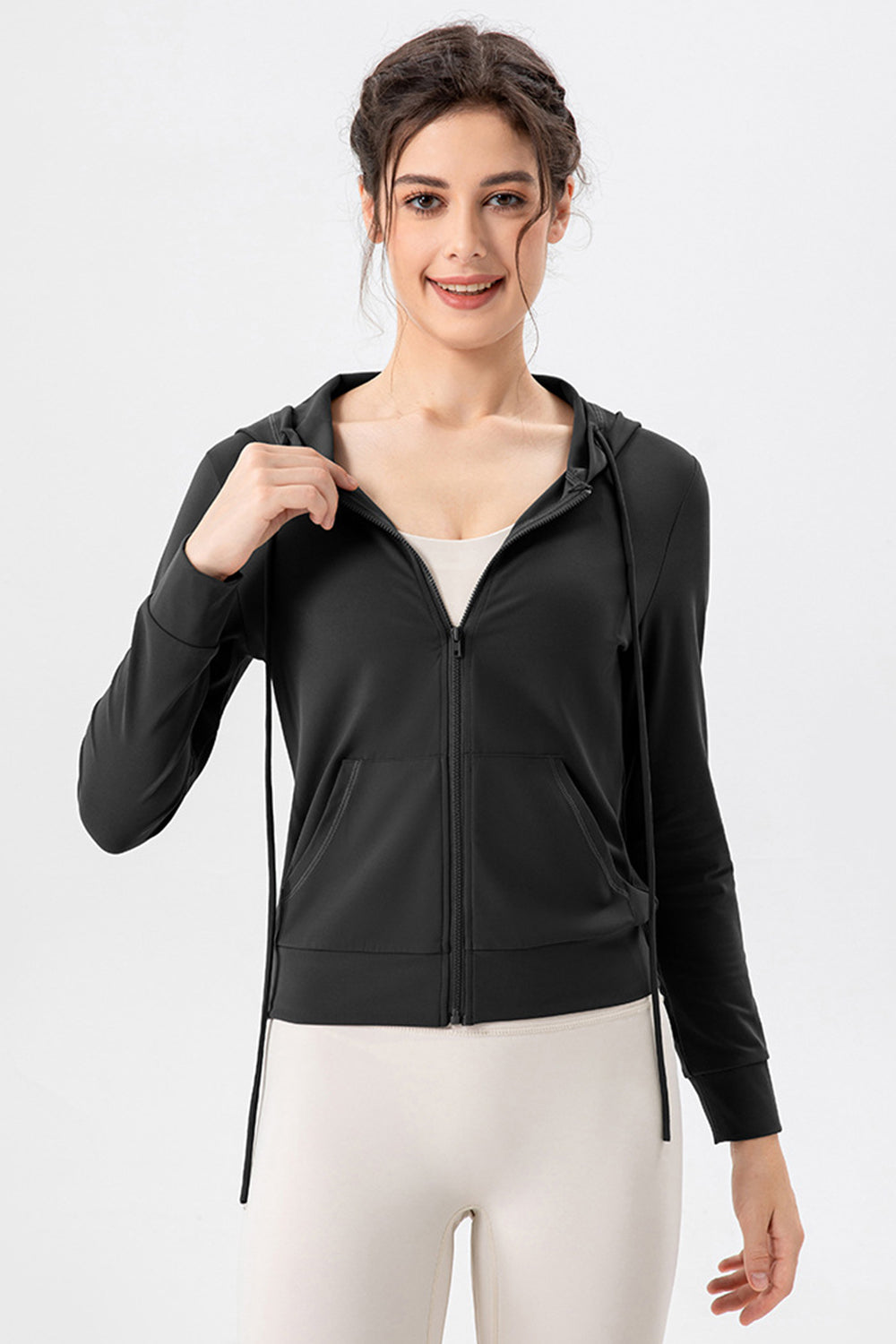 Drawstring Zip Up Hooded Active Outerwear - Ignition Fitness