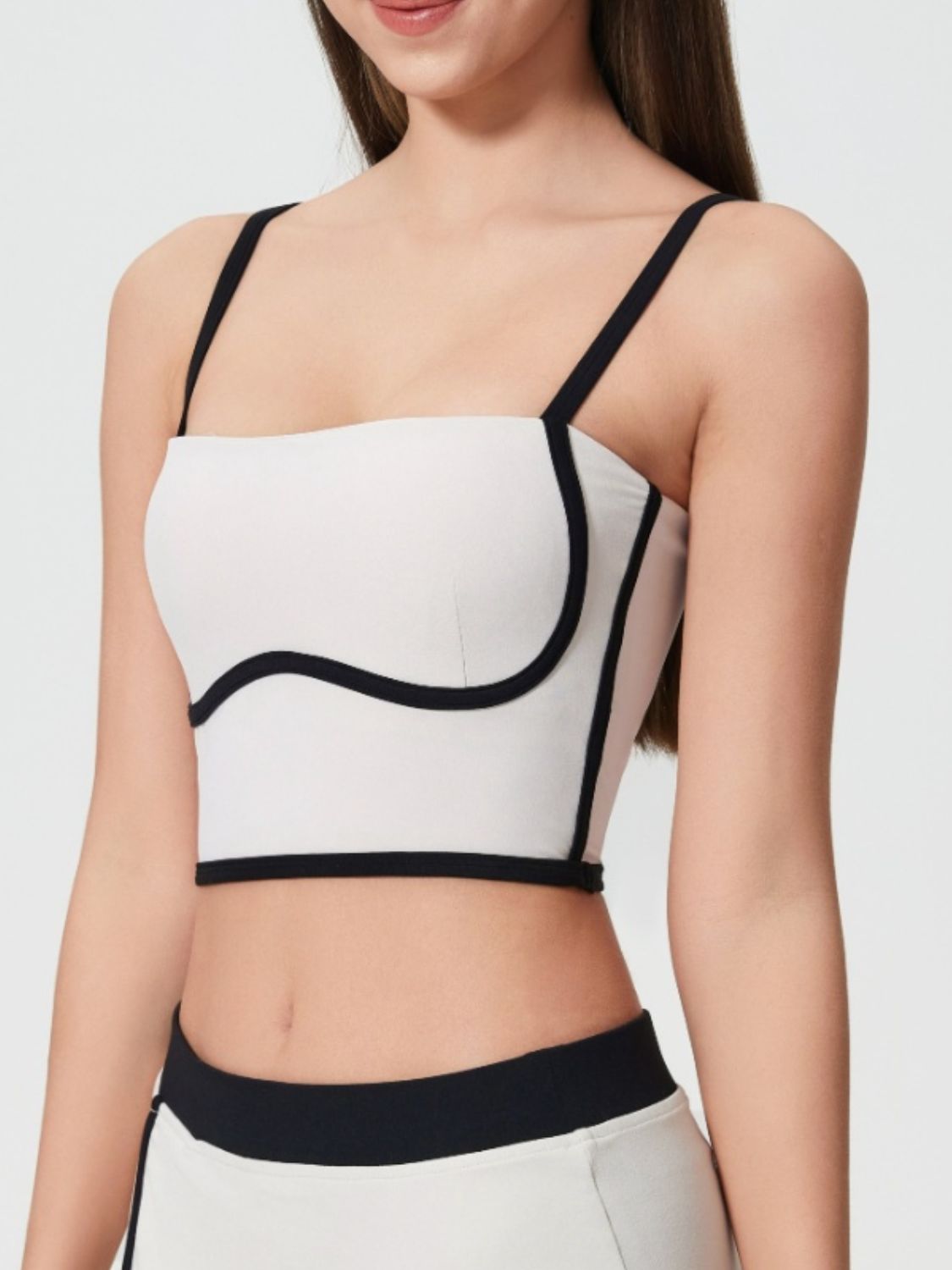 Millennia Contrast Trim Square Neck Active Cami with Detachable Chest Pads - Ignition Fitness