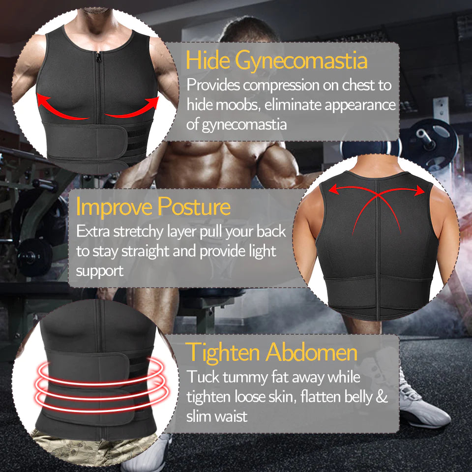 Men Body Shaper Waist Trainer Sauna Suit Sweat Vest Slimming Underwear Weight Loss Shirt Fat Burner Workout Tank Tops Shapewear - Ignition Fitness