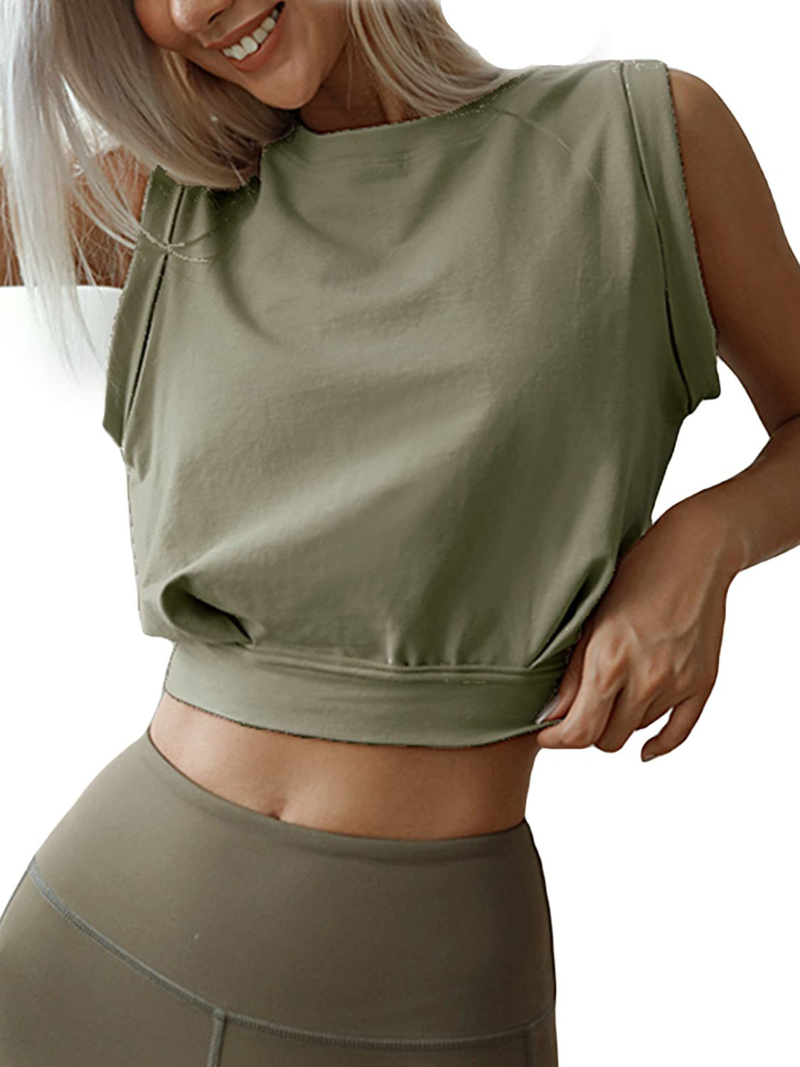 Round Neck Cropped Active Top - Ignition Fitness