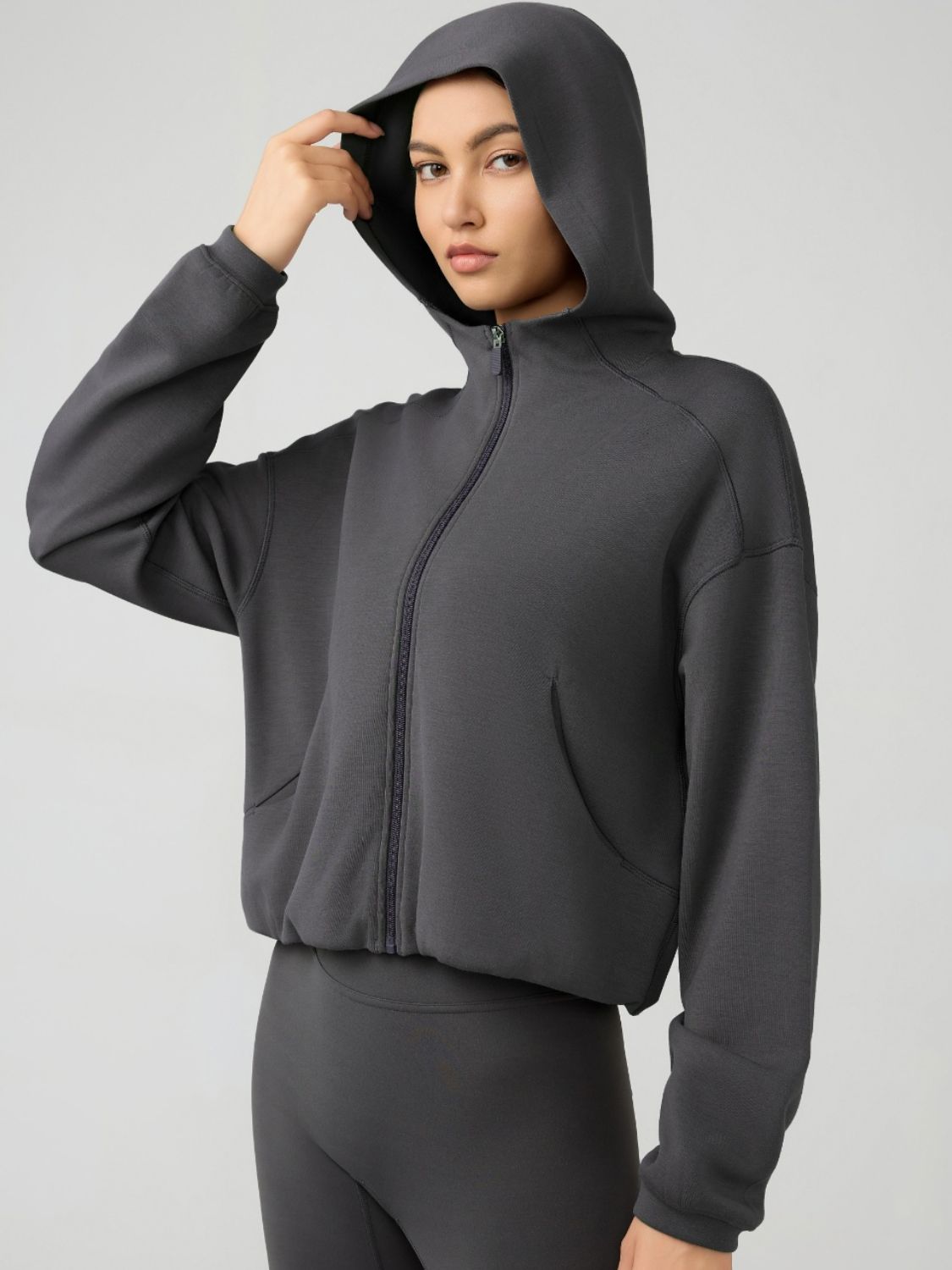 Millennia Zip Up Dropped Shoulder Active Hooded - Ignition Fitness