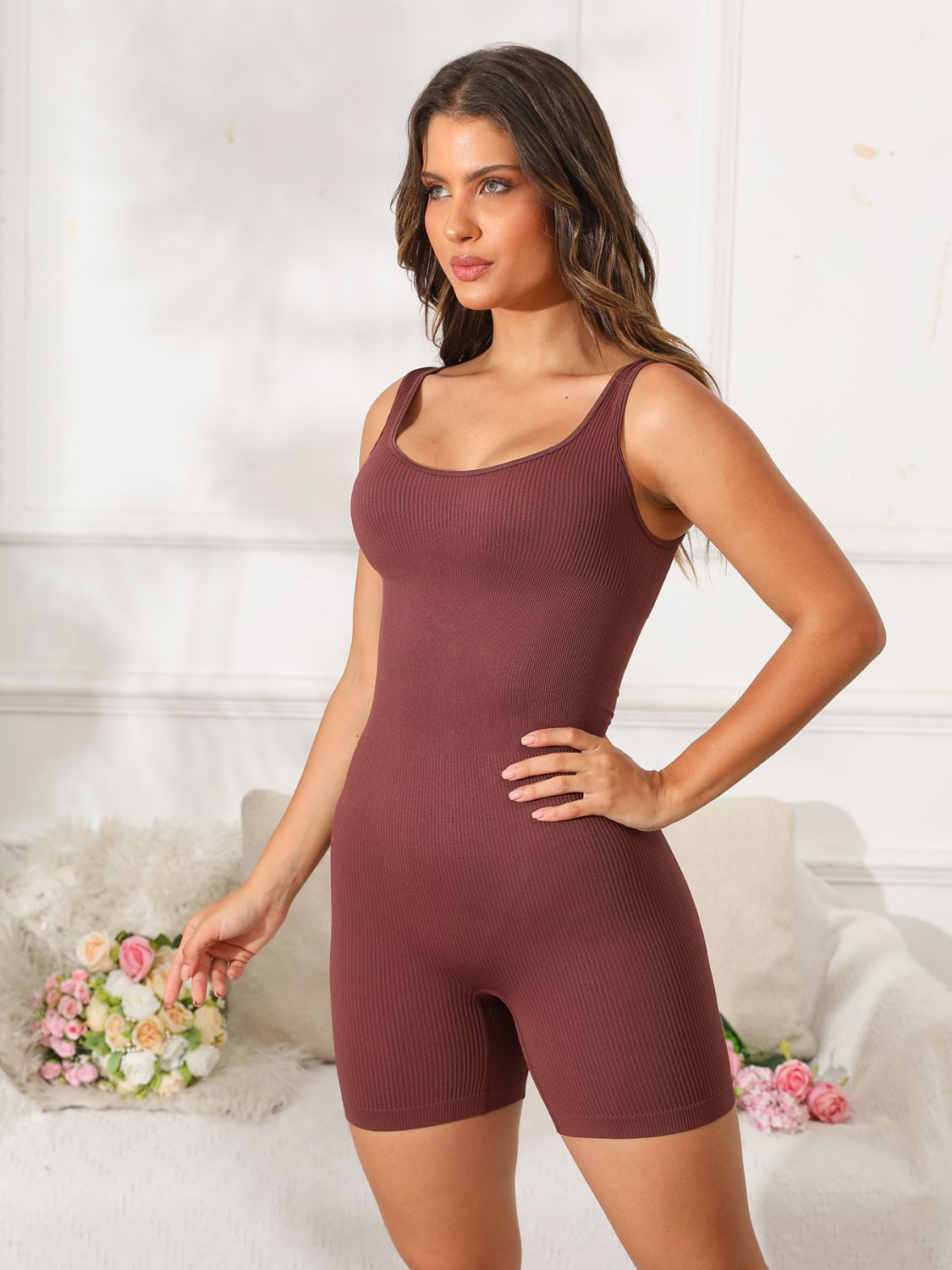 Scoop Neck Wide Strap Active Romper - Ignition Fitness