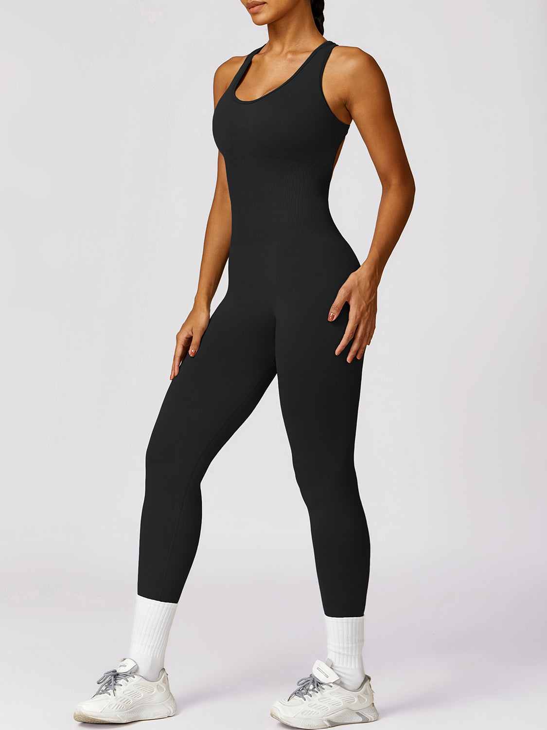 Basic Bae Sleeveless Cutout Racerback Active Jumpsuit - Ignition Fitness